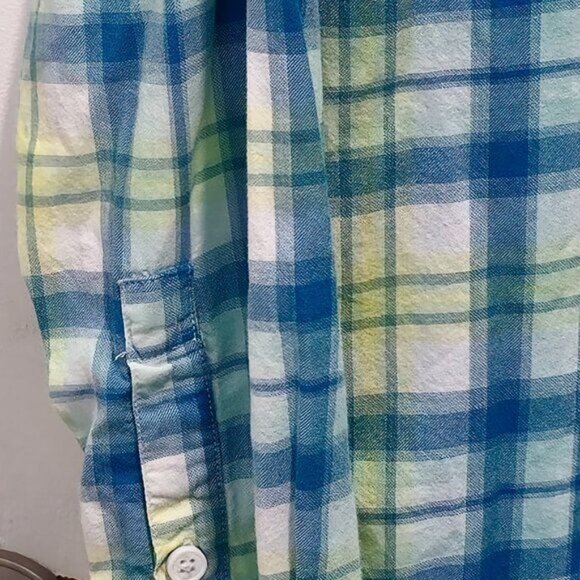 Columbia Men's Button-Up Plaid Shirt Large L/S Blue & Yellow Cotton - Picture 6 of 10